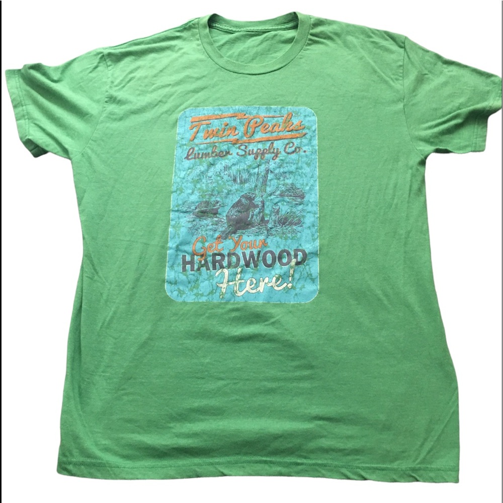 A green T- shirt for Twin Peaks Lumber Supply Co.
